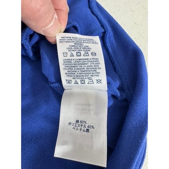 "Lands End" Outfitters Blue Cotton Button Cardigan Teacher Office Cottage SZ L - Picture 8 of 11